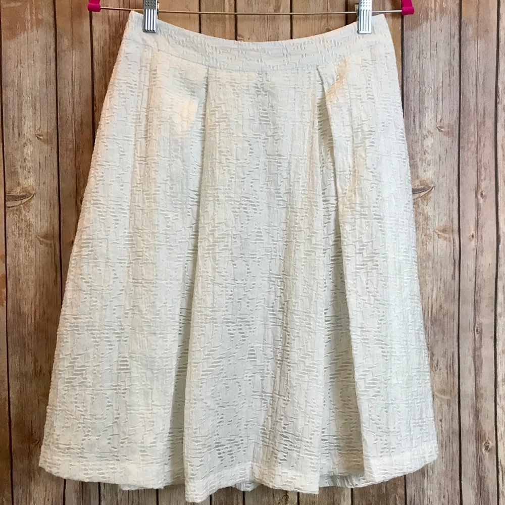 Vince Camuto Pleated White Eyelet Skirt